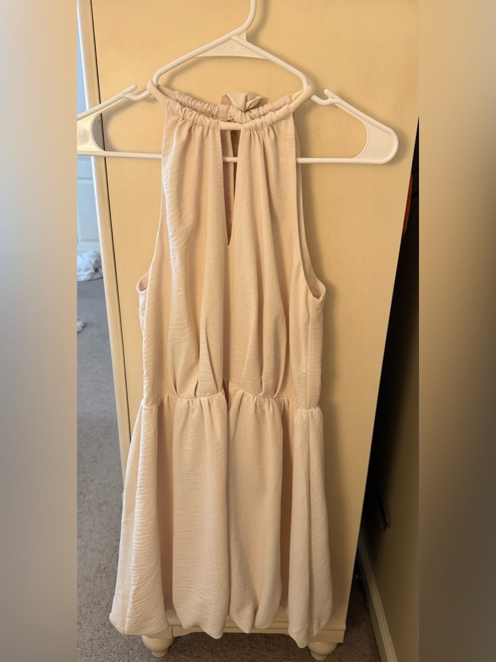 Adelyn Rae Cream Halter Tiered Dress